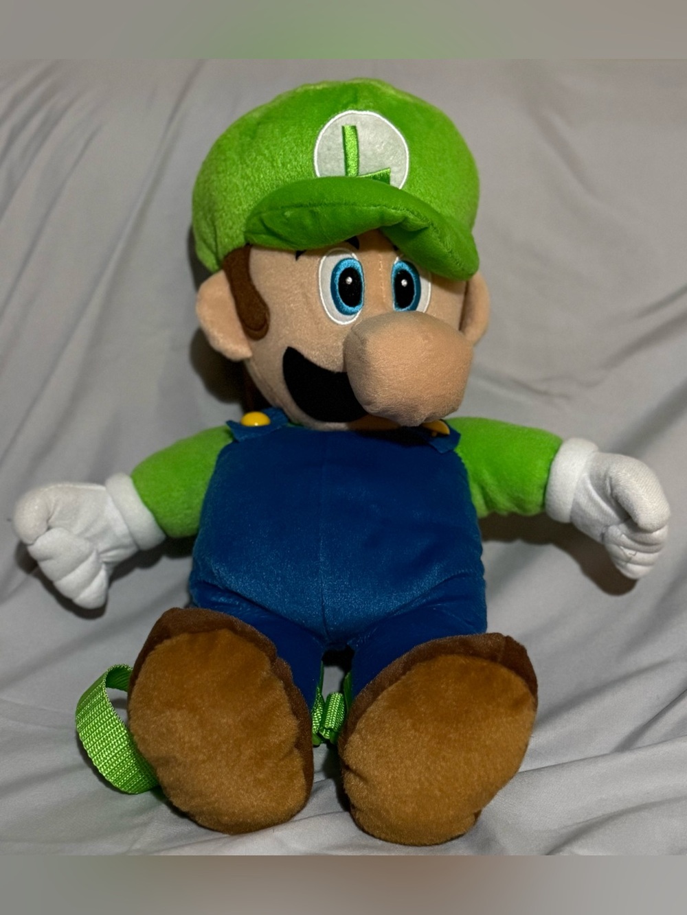 Green Luigi Plush Toy Backpack - Kids Soft Character